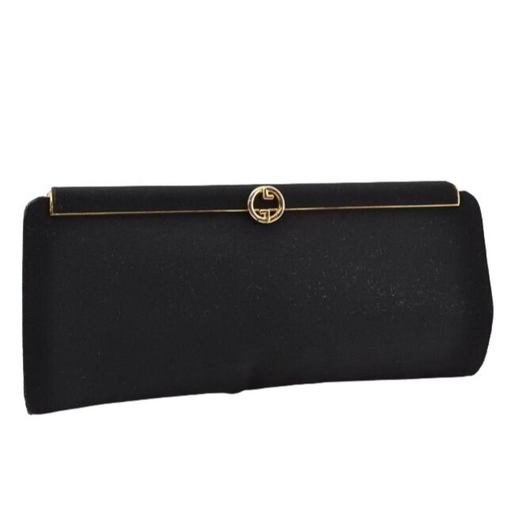 1960's Gucci mod black silk interlocking GG clutch purse - Picture 7 of 12